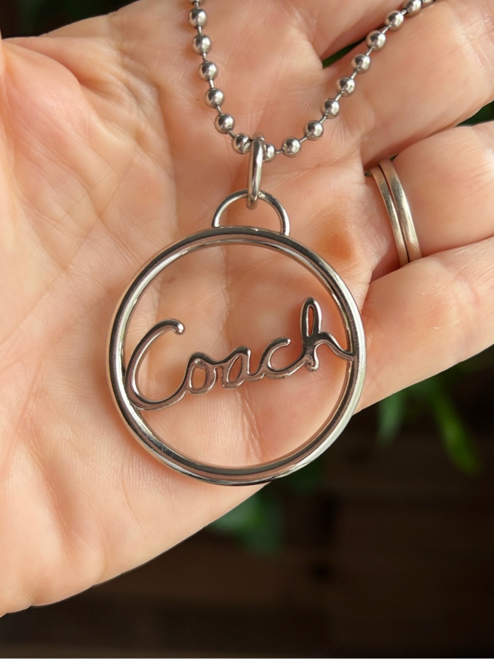 YTK Coach Silver Script Circle Keychain